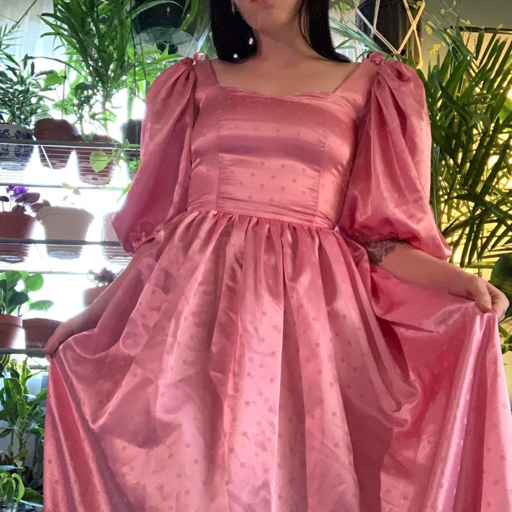 Pink Satin Floor Length Princess Gown